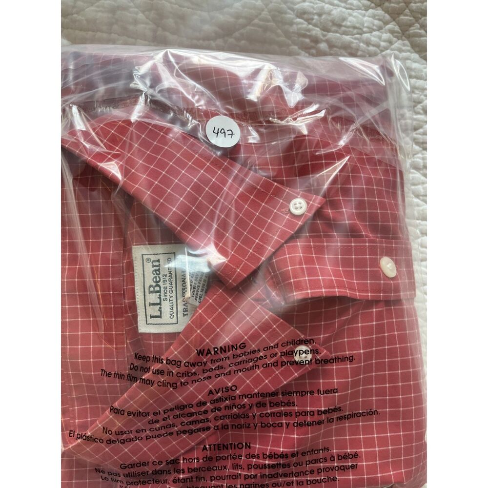 LL Bean Kennebunk Sport Shirt Wrinkle Free Large Tall Red Preppy 275570 NWOT - Picture 9 of 9
